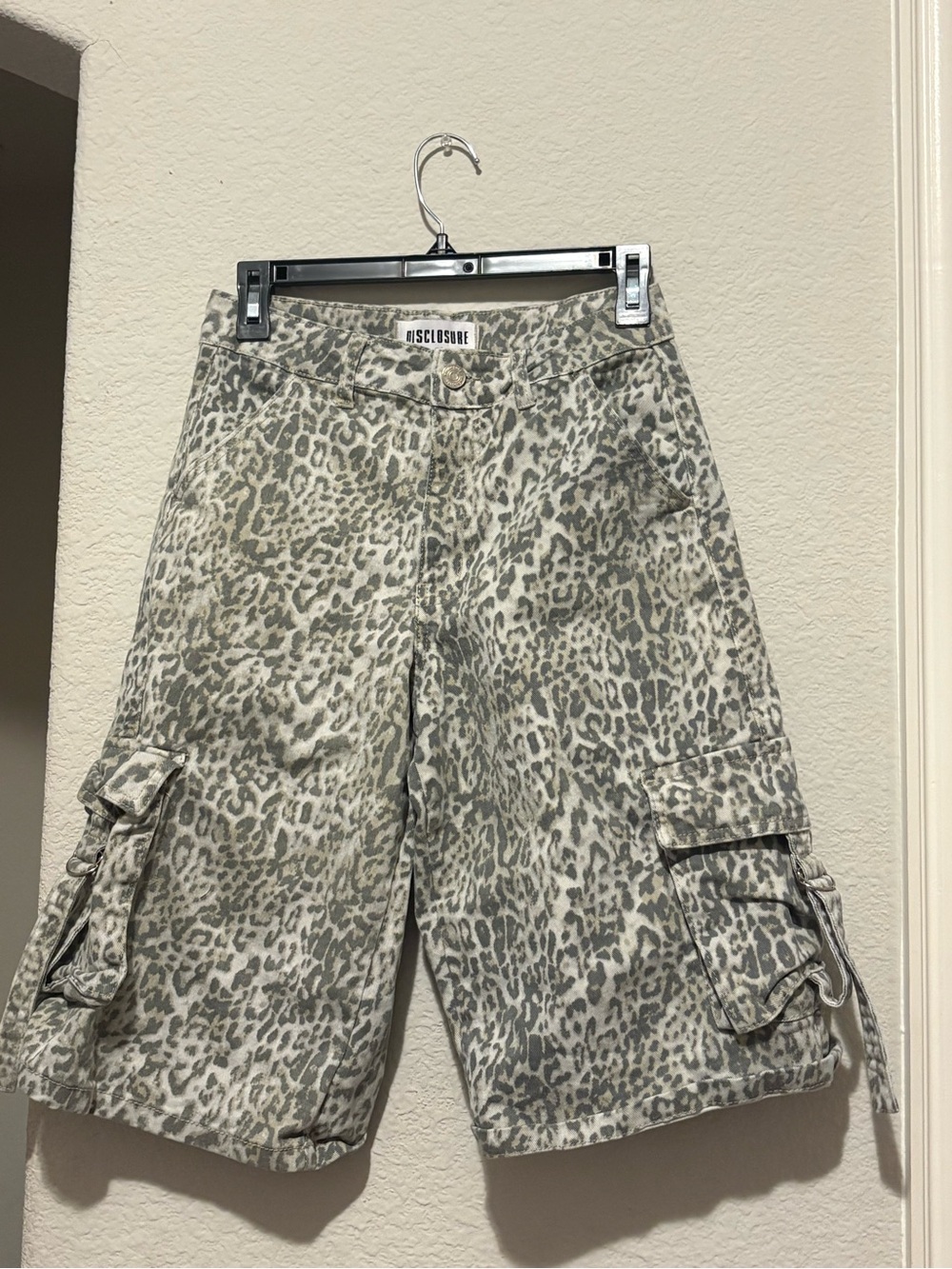 Gray Leopard Cargo Shorts